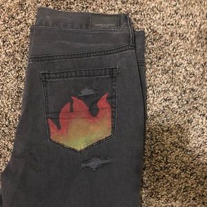 Hand painted american eagle jeans